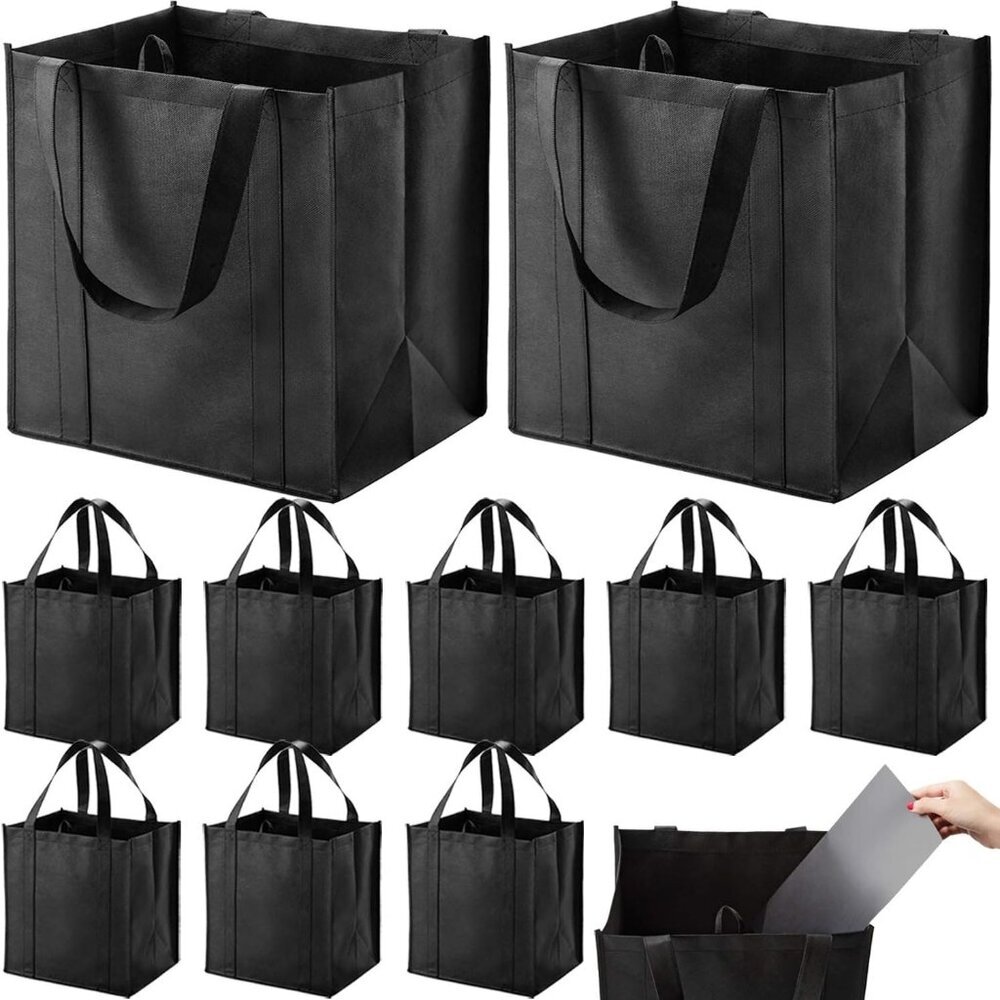 Set of 10 Reusable Grocery Bags Heavy Duty Shopping Bags Large Grocery Totes wit